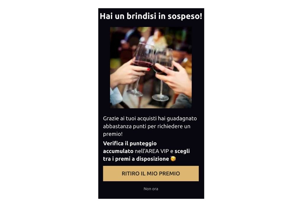 Informazioni legate alla disponibilità di punti per ritirare premi del programma VIP;